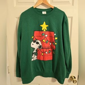 Peanuts Green Snoopy Holiday Sweatshirt Size XL